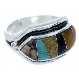 Multicolor Jewelry Southwest Sterling Silver Ring Size 8-1/4 YS72509