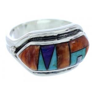 Multicolor Jewelry Southwest Sterling Silver Ring Size 7-3/4 YS72526