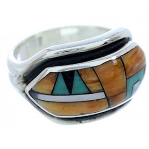 Silver And Multicolor Inlay Ring Size 5-1/2 YS72547