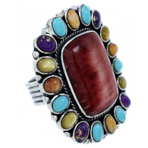 Multicolor Large Statement Sterling Silver Ring Size 9-3/4 BW72552