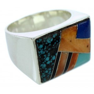 Southwestern Multicolor Silver Jewelry Ring Size 11-1/2 DW72800