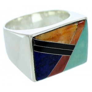 Multicolor Inlay Silver Jewelry Southwest Ring Size 11-3/4 YS72819