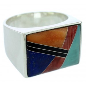 Sterling Silver Multicolor Inlay Southwest Ring Size 9-3/4 YS72840 