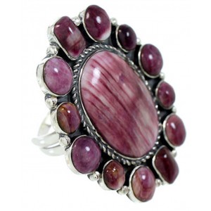 Large Statement Purple Oyster Shell Silver Ring Size 7-1/4 BW72925