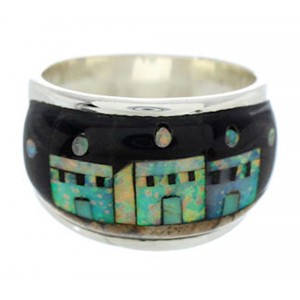 Multicolor Silver Native American Design Ring Size 6-1/2 MW73677