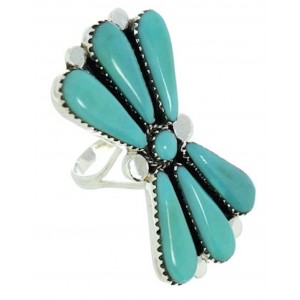 Large Statement Piece Silver And Turquoise Ring Size 5-1/2 BW74461
