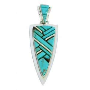 Southwestern Sterling Silver Turquoise Inlay Pendant AX23401
