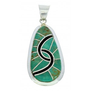 Turquoise Southwest Inlay Sterling Silver Pendant AX23469