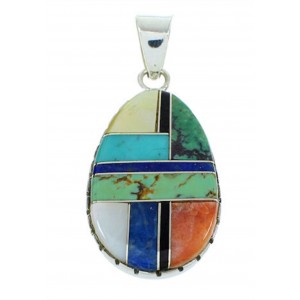 Multicolor Inlay Jewelry Sterling Silver Pendant BW74371 