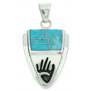 Southwest Hand Turquoise Inlay Sterling Silver Jewelry Pendant YS73198