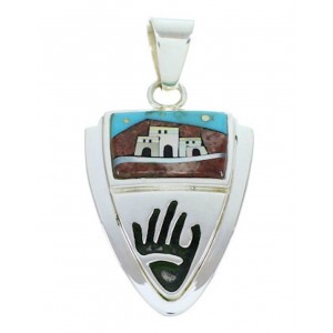 Native American Pueblo Or Village Design Multicolor Pendant YS73207