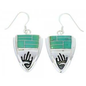 Turquoise Inlay Silver Hand Jewelry Hook Earrings YS73213