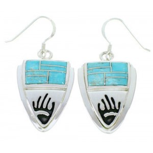 Sterling Silver Turquoise Inlay Jewelry Hand Hook Earrings YS73227