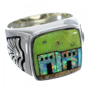 Silver Native American Design Multicolor Ring Size 11-1/4 PX42203