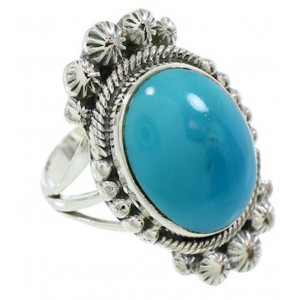 Southwest Jewelry Turquoise Sterling Silver Ring Size 5-3/4 WX35647