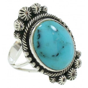 Southwest Genuine Sterling Silver Turquoise Ring Size 5 WX35667