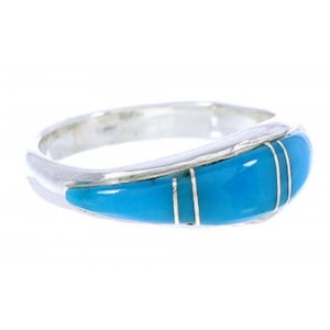 Turquoise Inlay Sterling Silver Southwestern Ring Size 5-3/4 MW74184