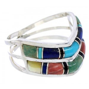 Southwest Jewelry Sterling Silver Multicolor Ring Size 5-3/4 GS73866