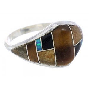 Sterling Silver Multicolor Inlay Southwest Ring Size 8-3/4 GS74219