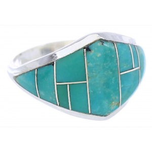 Genuine Silver Turquoise Southwest Inlay Ring Size 8-3/4 GS74139