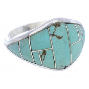Turquoise Jewelry Silver Southwest Inlay Ring Size 5-1/4 GS74195 