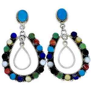 Sterling Silver Multicolor Post Dangle Earrings MW73472