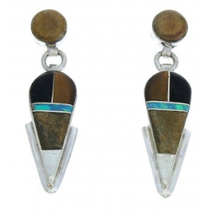 Multicolor Inlay Southwest Jewelry Post Dangle Earrings BW73713 