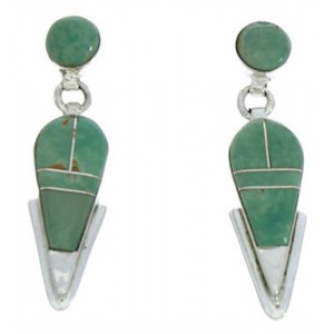 Silver Jewelry Southwest Turquoise Inlay Post Dangle Earrings BW73844 