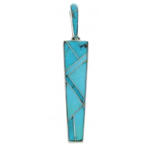 Turquoise Inlay Sterling Silver Slide Pendant BW76036