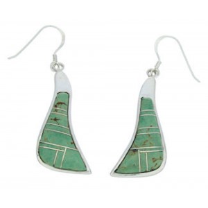 Turquoise Inlay Southwest Sterling Silver Hook Earrings MW73375