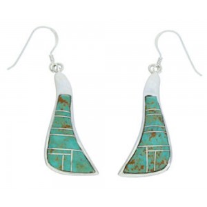 Turquoise Inlay Silver Jewelry Hook Earrings MW73379