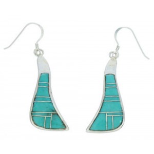 Silver Turquoise Inlay Southwest Hook Earrings MW73381