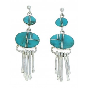 Turquoise Jewelry Sterling Silver Post Dangle Earrings MW73340