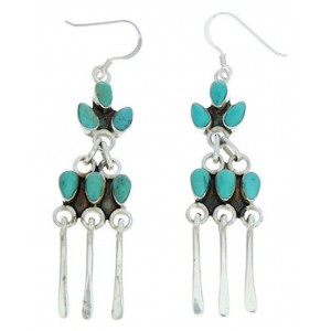 Southwest Sterling Silver Turquoise Hook Earrings MW73384