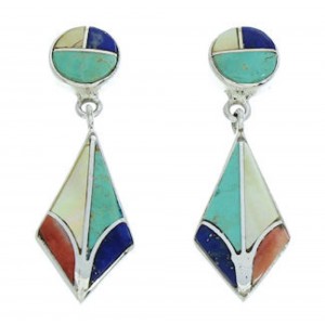 Multicolor Inlay Jewelry Southwest Post Dangle Earrings BW74272