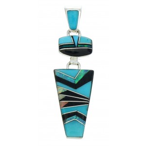 Genuine Sterling Silver Southwest Multicolor Pendant BW74268