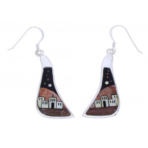 Native American Pueblo Village Design Multicolor Earrings EX31659