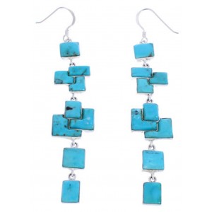 Turquoise Inlay Southwestern Hook Dangle Earrings EX24425