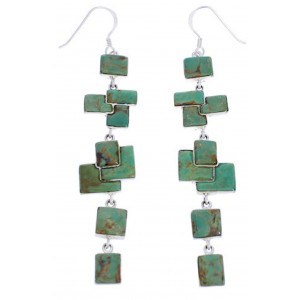 Turquoise Inlay And Sterling Silver Hook Dangle Earrings EX24442