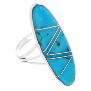 Sterling Silver Inlay Turquoise Southwest Ring Size 6-1/2 YX33703