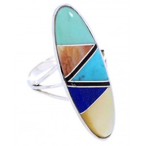 Genuine Silver Southwest Multicolor Jewelry Ring Size 5-1/2 YX33828