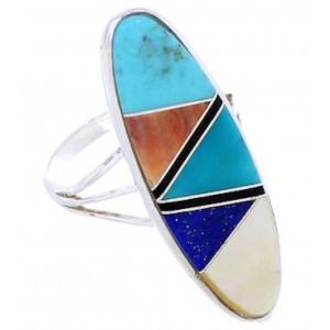 Genuine Sterling Silver Multicolor Jewelry Ring Size 5-1/2 YX33831