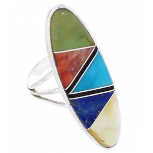 Multicolor Silver Jewelry Southwest Inlay Ring Size 4-3/4 YX33834