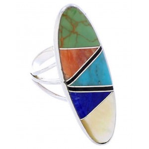 Southwest Multicolor Genuine Silver Jewelry Ring Size 5-1/2 YX33838
