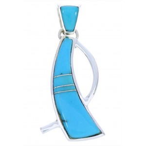 Genuine Sterling Silver Jewelry Turquoise Inlay Pendant BW74523