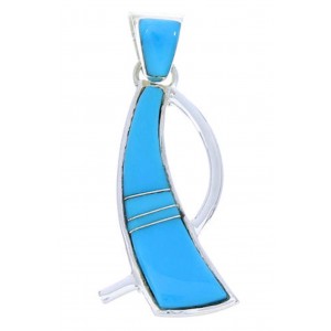 Turquoise Inlay Southwestern Sterling Silver Pendant BW74524