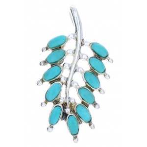 Turquoise And Sterling Silver Leaf Southwestern Pendant BW74530