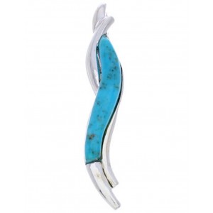 Southwest Silver Turquoise Inlay Slide Pendant Jewelry BW75086