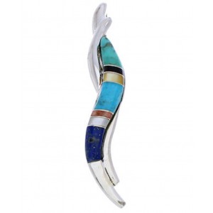 Multicolor Inlay Jewelry Genuine Sterling Silver Slide Pendant BW75091