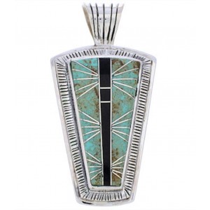 Jet Turquoise Inlay Jewelry Silver Pendant MW75147